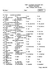 Đề kiểm tra 15 phút môn Tiếng Anh Lớp 6 - Mã đề 190 - Năm học 2018-2019